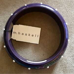 M Haskell Dark Purple Silver Tone Studs bangle bracelet New